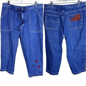 American Flag Vintage Adriana Sport Cropped Denim Women's Size Large